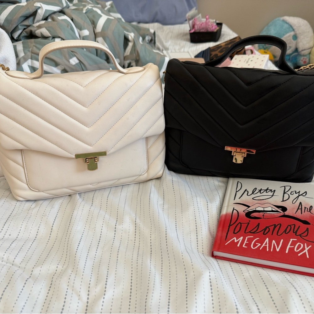Target Black and Cream Quilted Handbag